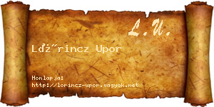 Lőrincz Upor névjegykártya